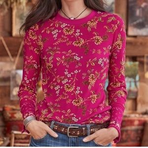 Sundance red floral thermal shirt with cuff detail Large